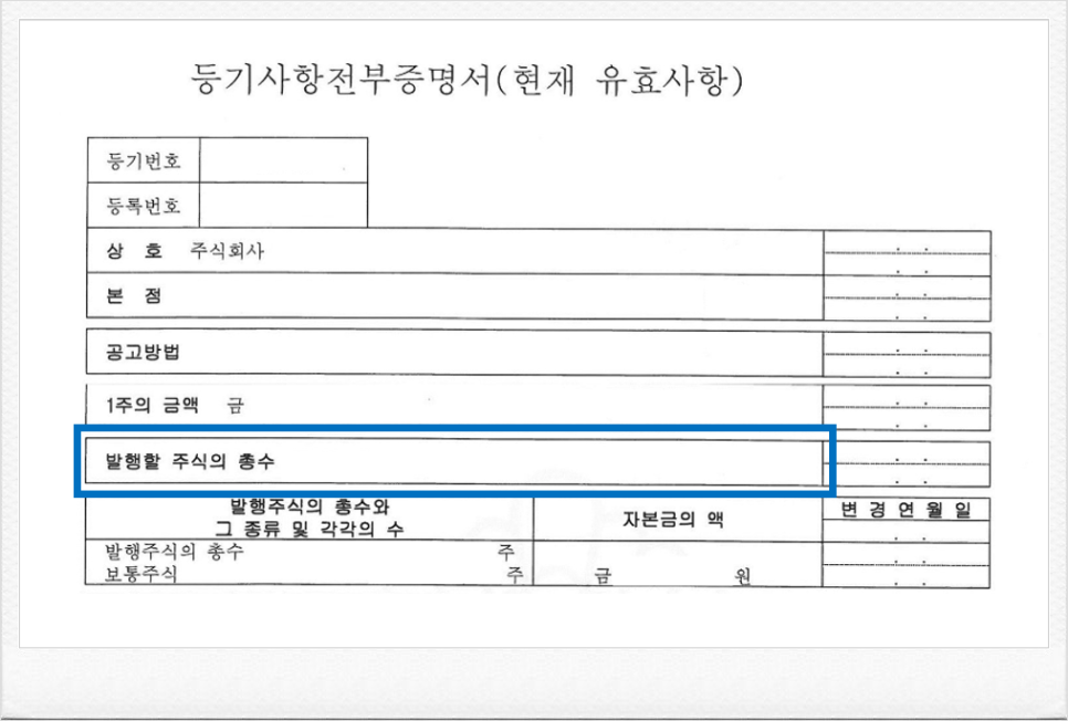 발행할 주식의 총수가 궁금해요!