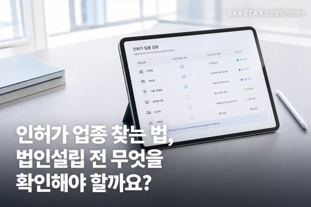 인허가 업종 검토시 태블릿으로 찾을 때 화면