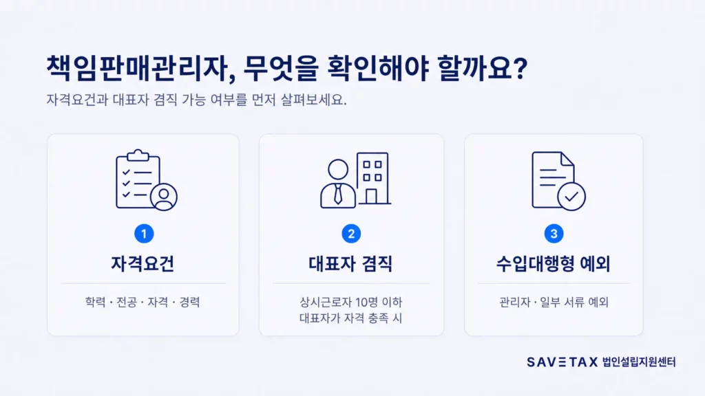 화장품 책임판매관리자의 자격요건과 대표자 겸직 및 수입대행형 예외 안내