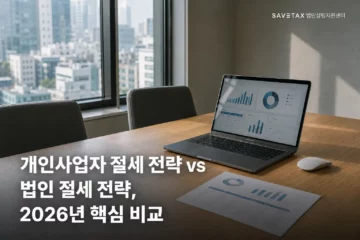 개인사업자와 법인의 2026년 절세 전략을 비교하는 세이브택스 안내 이미지