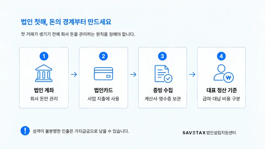 법인 첫해 계좌 카드 증빙 대표자 정산 관리