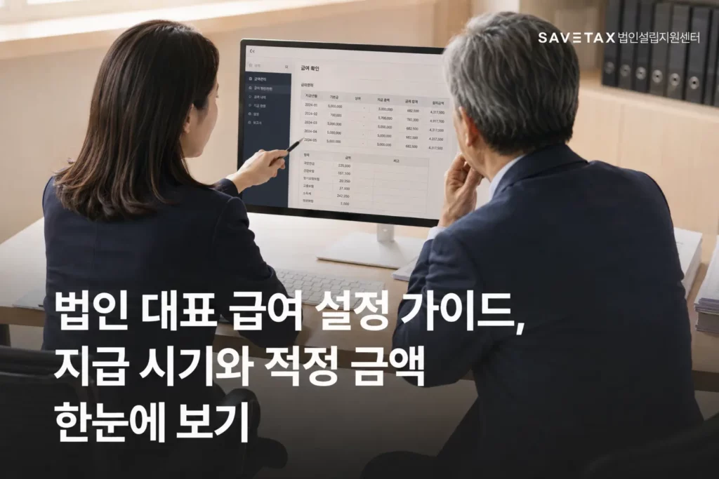법인 대표 급여의 지급 시기와 적정 금액을 검토하는 모습