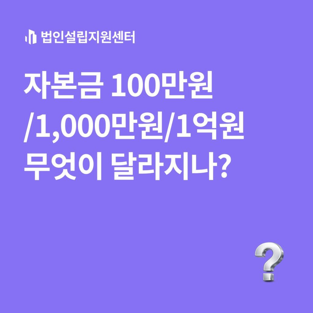 자본금 100만원/1000만원/1억원...무엇이 달라지나?