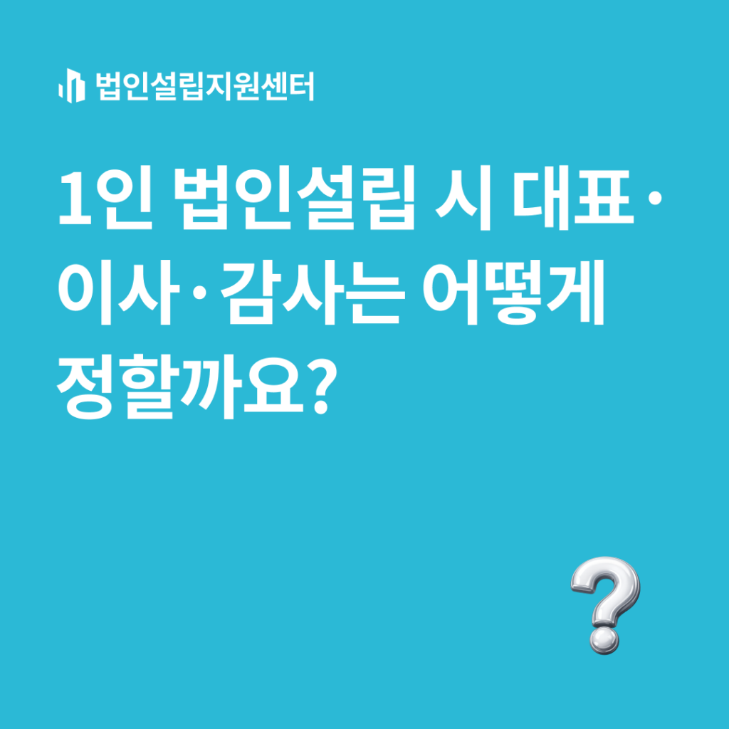 1인 법인설립 시 대표이사감사는 어떻게 정할까요?