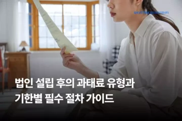 법인설립 이후 발생할 수 있는 각종 과태료 유형과 기한 내에 마쳐야 하는 필수 행정 절차를 안내하는 세이브택스 법인설립지원센터의 가이드 대표 이미지