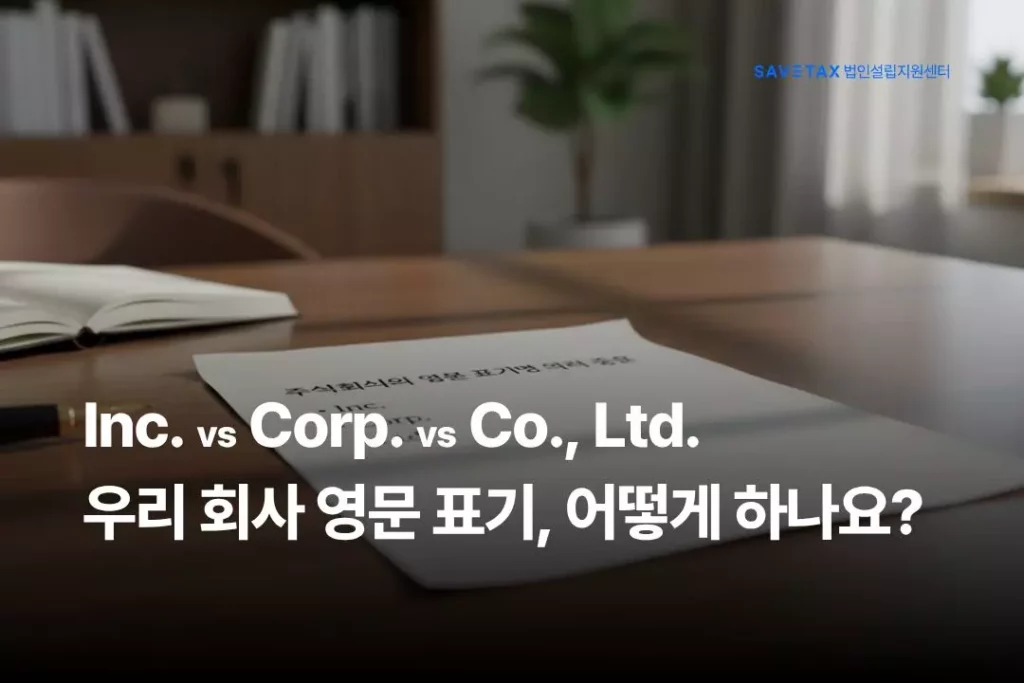 세이브택스 법인설립지원센터 주식회사 영어 표기 Inc Corp Co Ltd 차이 가이드 썸네일