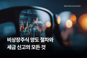 비상장주식 양도 절차와 세금 신고의 모든 것 가이드 타이틀 이미지와 데이터 차트가 비치는 안경 배경화면